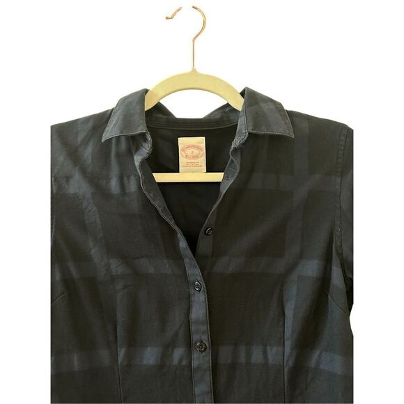 Brooks Brothers Tailored-Fit Checked Cotton Jacquard Shirt Women's Navy Size 2 - Picture 3 of 4